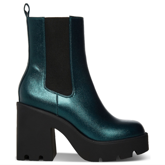 NEW Madden Girl Metallic Teal Tippah Lug Sole Chelsea Boot - Picture 2 of 5